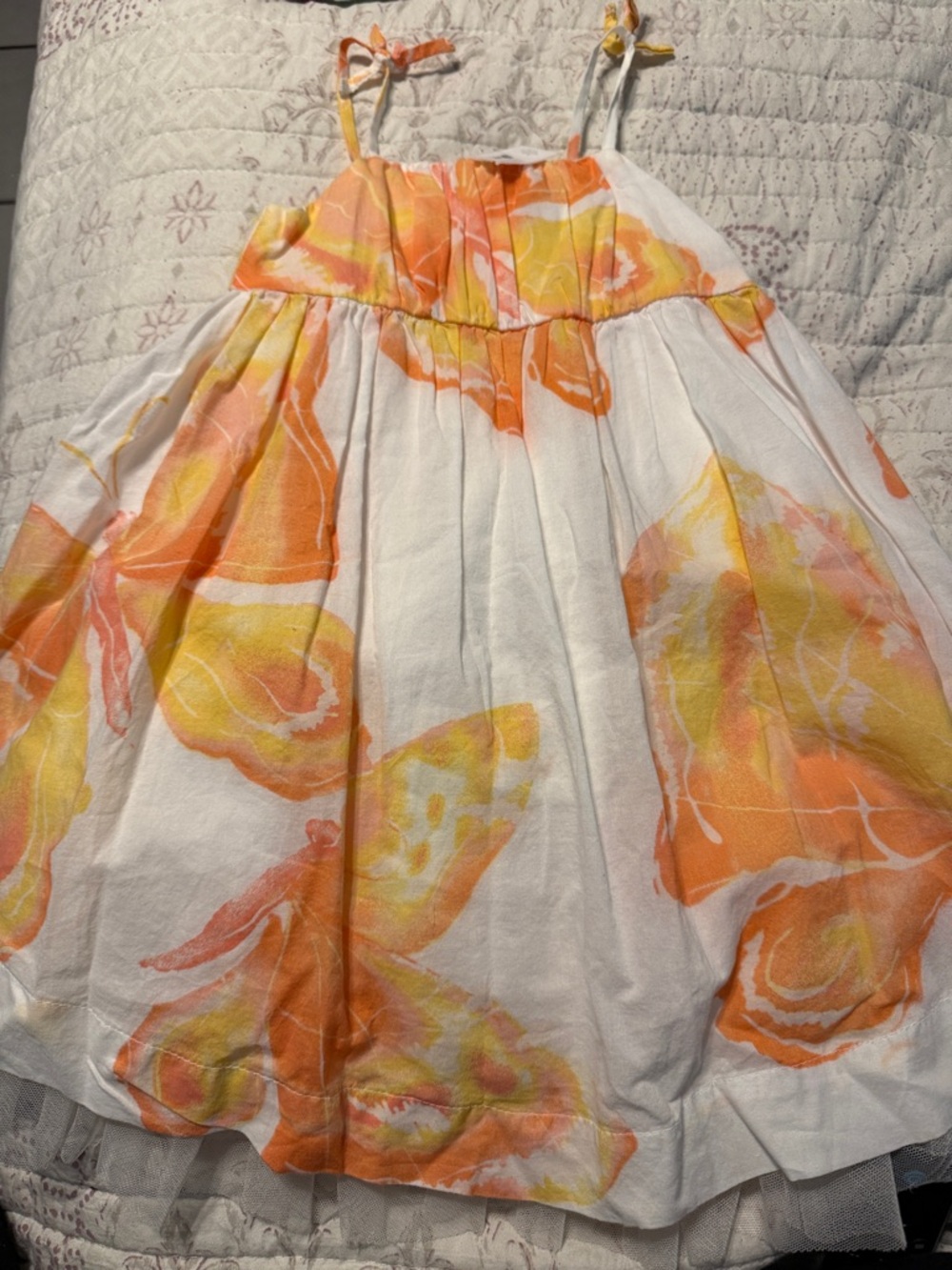 GAP White Sundress with Orange & Yellow Floral Print